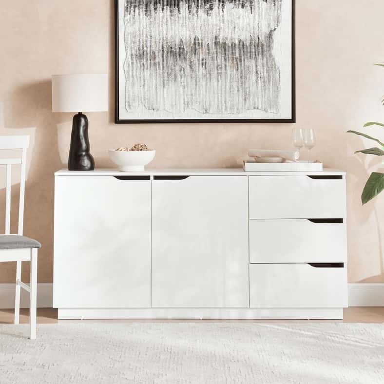 Pan Home MENORA SIDEBOARD WITH 3 DRAWER 2 DOOR MELAMINE - WHITE - Image 3