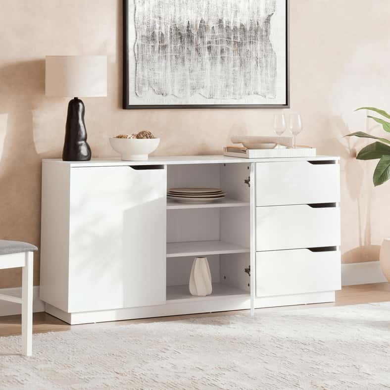 Pan Home MENORA SIDEBOARD WITH 3 DRAWER 2 DOOR MELAMINE - WHITE - Image 2