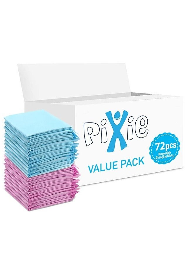 Pixie - Disposable Changing Mats, 72 Counts, Soft Waterproof Mat, Portable Leak Proof Changing Mat, New Mom Leak-Proof Under pad, Mattress Table Protector Pad - Image 1