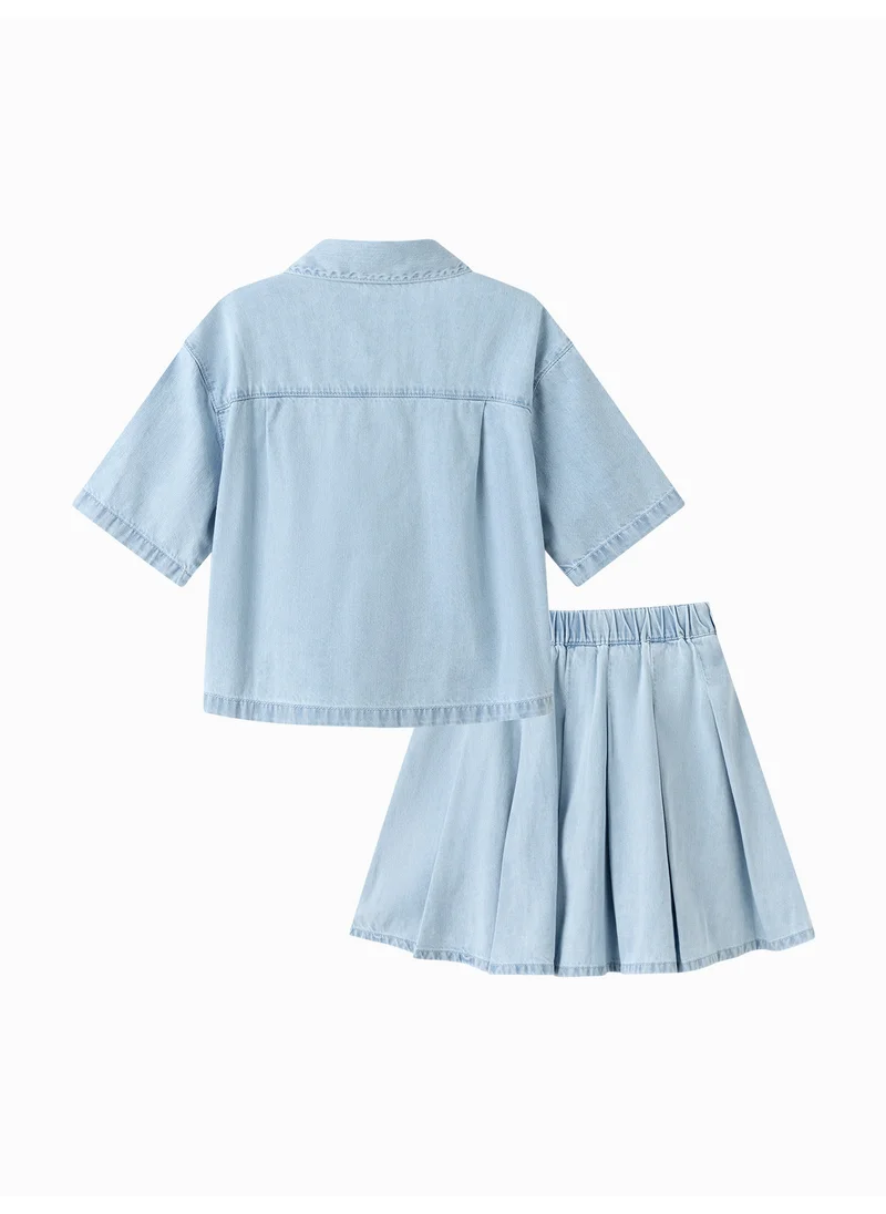 Balabala Kids Girl Denim short sleeve suit