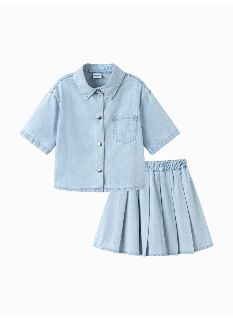 بالابالا Kids Girl Denim short sleeve suit