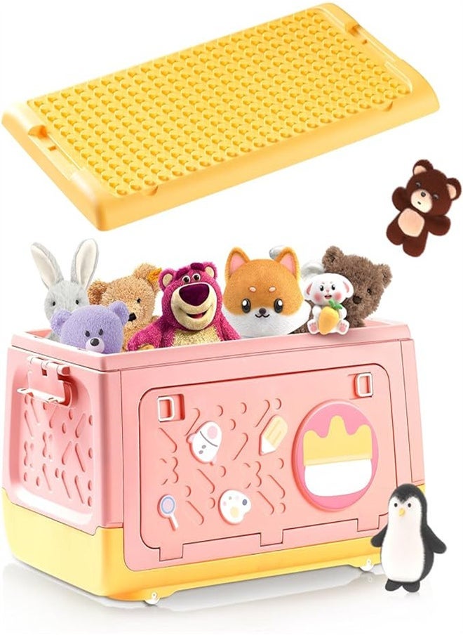 Generic Stackable Toy Storage Box with Wheels Lid, Building Blocks Multi-use Gaming Chest Lid Plastic Adorable Toy Bin, for Medium and Small Toy Organizer  - Image 1