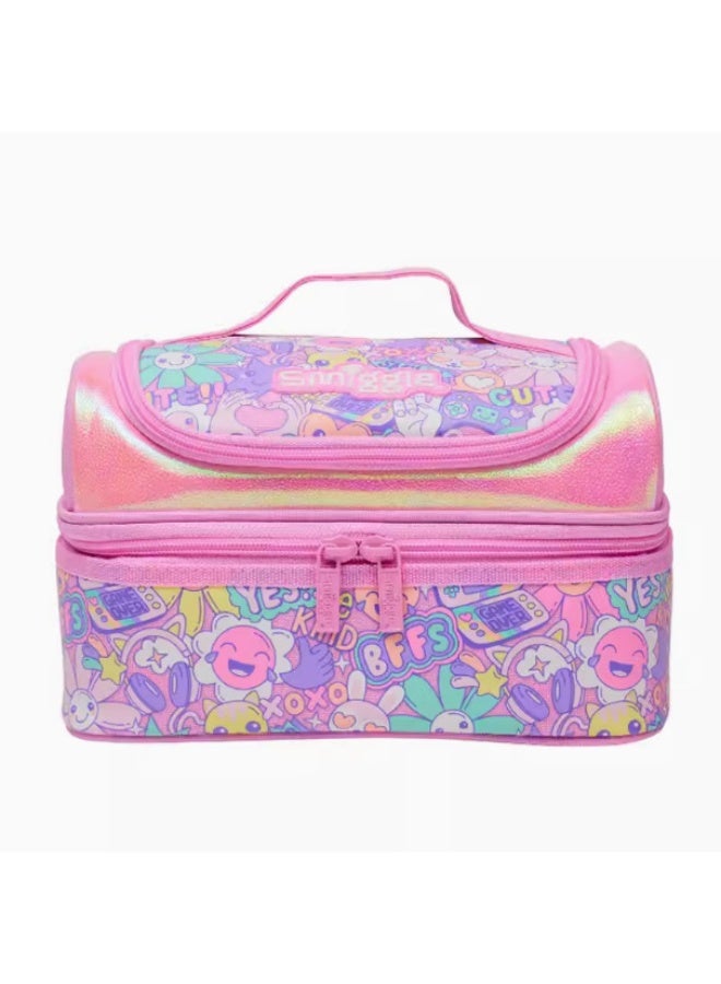 Cute game-patterned bento bag, large capacity insulated lunch bag for children, portable handheld lunchbox bag for students.
