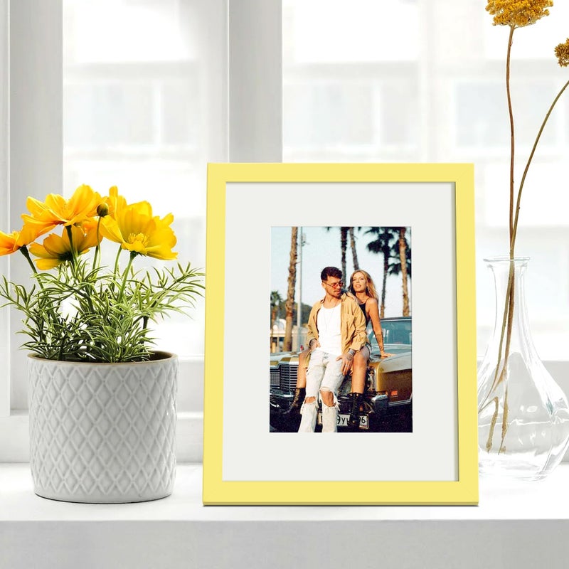 أبس سيمبلز upsimples 8x10 صورة إطار عرض الصور 5x7 مع حصيرة أو 8 × 10 بدون إطارات صور معلقة الجدار أصفر 1 حزمة - Image 2