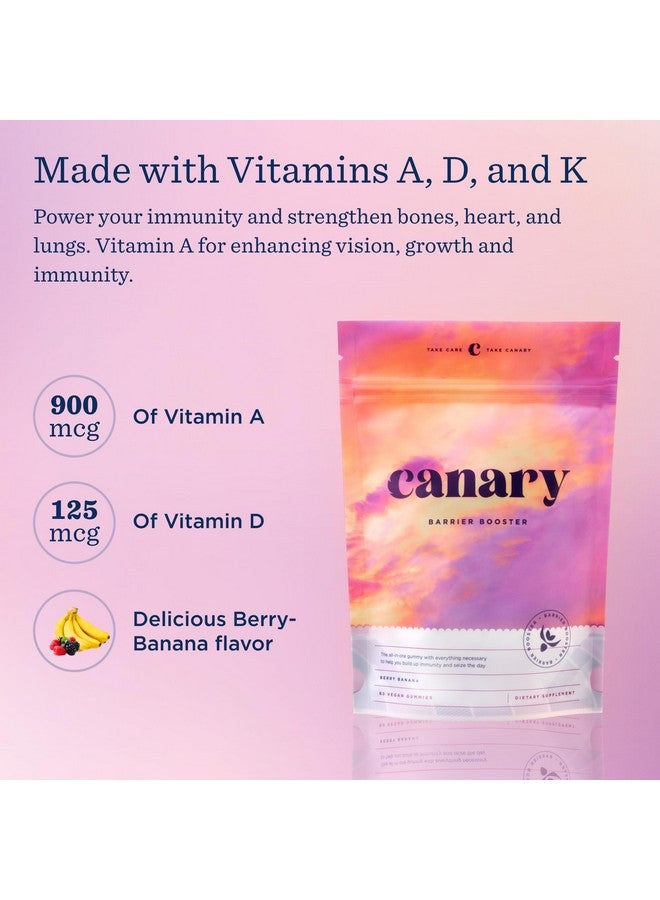 Canary Barrier Booster Vitamin A, D, & K Immune Support Gummy - Great for Immune Support, Bone Strength, & Cardiovascular Health - Vegan Berry Banana Flavor, 60 Gummies - Image 2