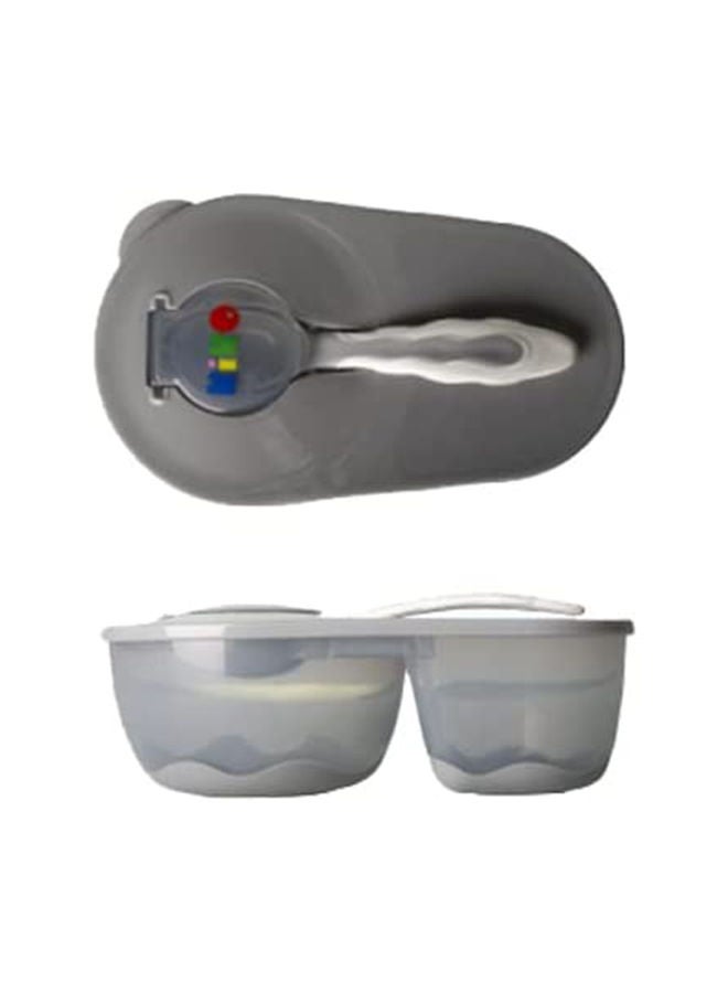 Kiko Divided Feeding Bowl With Spoon  Set   ( 4 M+)-Grey