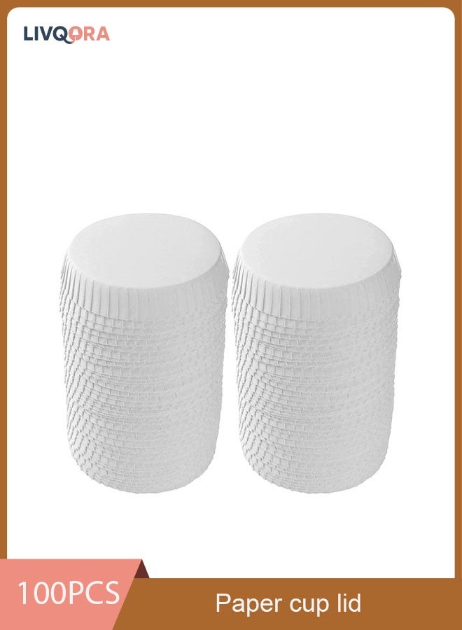 LIVQORA 100pcs Disposable Paper Cup Covers - Recycled Drinking Lids for Coffee, Tea, Beverages, Perfect for Travel, Hotels, Parties, Weddings, Home (7.5 x 7.5cm) - Image 1