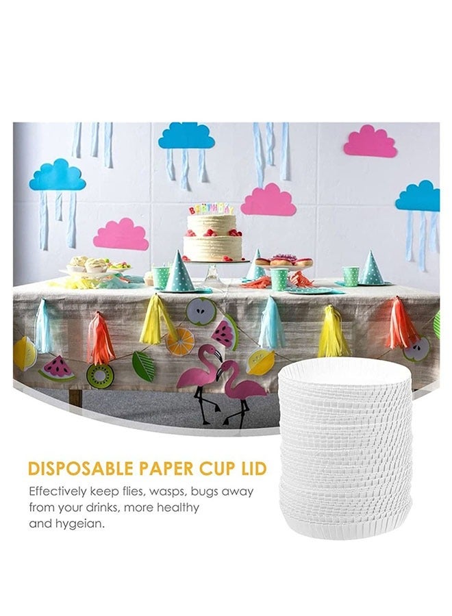 LIVQORA 100pcs Disposable Paper Cup Covers - Recycled Drinking Lids for Coffee, Tea, Beverages, Perfect for Travel, Hotels, Parties, Weddings, Home (7.5 x 7.5cm) - Image 4