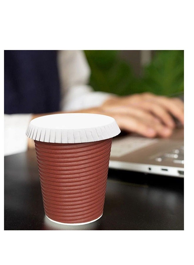 LIVQORA 100pcs Disposable Paper Cup Covers - Recycled Drinking Lids for Coffee, Tea, Beverages, Perfect for Travel, Hotels, Parties, Weddings, Home (7.5 x 7.5cm) - Image 2
