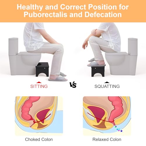 Uaniar Black Poop Stool Adult Bamboo Wooden Toilet Stool Squat Squatting Pooping Stools for Adults Wood Toilet Foot Potty for Bathroom Black - Image 3