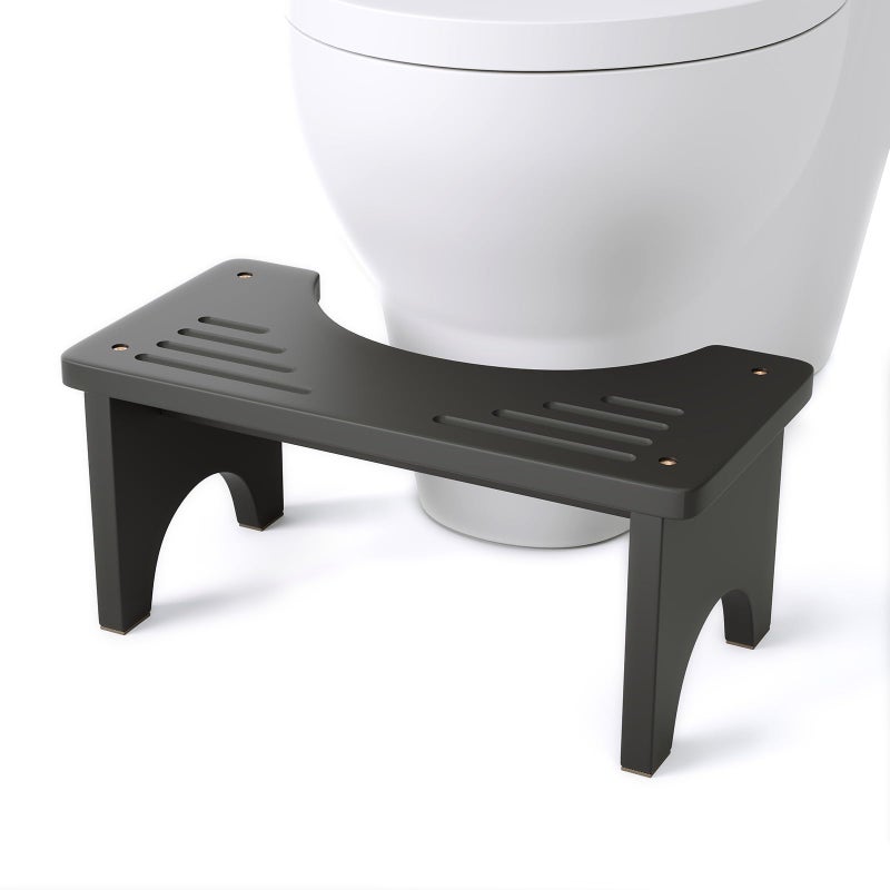 Uaniar Black Poop Stool Adult Bamboo Wooden Toilet Stool Squat Squatting Pooping Stools for Adults Wood Toilet Foot Potty for Bathroom Black - Image 2