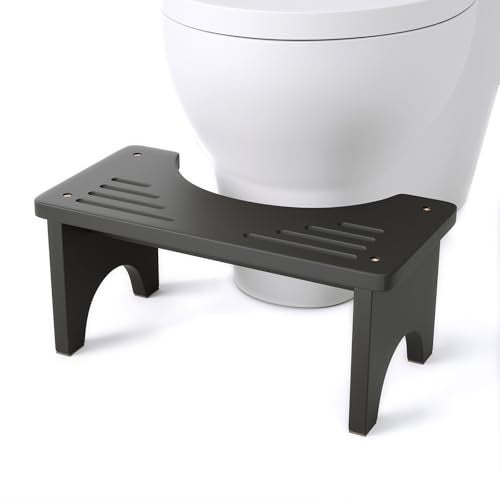 Uaniar Black Poop Stool Adult Bamboo Wooden Toilet Stool Squat Squatting Pooping Stools for Adults Wood Toilet Foot Potty for Bathroom Black - Image 1