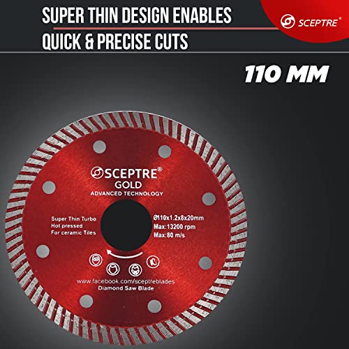 SCEPTRE SUPER Thin ZERO CHIPPING Wheel TILE CUTTING Blade Hot Press TURBO for Ceramic AND PRECISE CUTTING (110mm OR 4 Inch TURBO) - Image 2