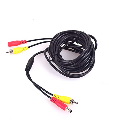 Ekylin Car RCA DC Audio Video AV Extension Cable for CCTV Security, Truck Bus Trailer Reverse Parking Camera (5 Meters/16 Feet) - 2 in 1 RCA Video & DC Power Cable - Image 1