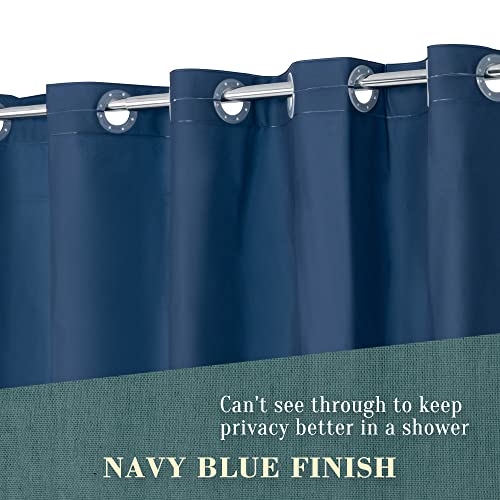 ABLUEN No Hook PEVA Shower Curtain or Liner - 8G Heavy Duty Blue Bathroom Shower Curtain No Hooks Required, Waterproof Plastic & PVC Free, Standard Size 71 x 74, Navy Blue - Image 4