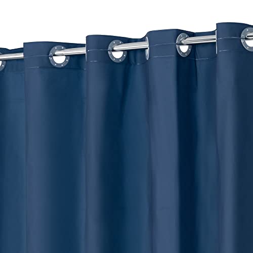 ABLUEN No Hook PEVA Shower Curtain or Liner - 8G Heavy Duty Blue Bathroom Shower Curtain No Hooks Required, Waterproof Plastic & PVC Free, Standard Size 71 x 74, Navy Blue - Image 1