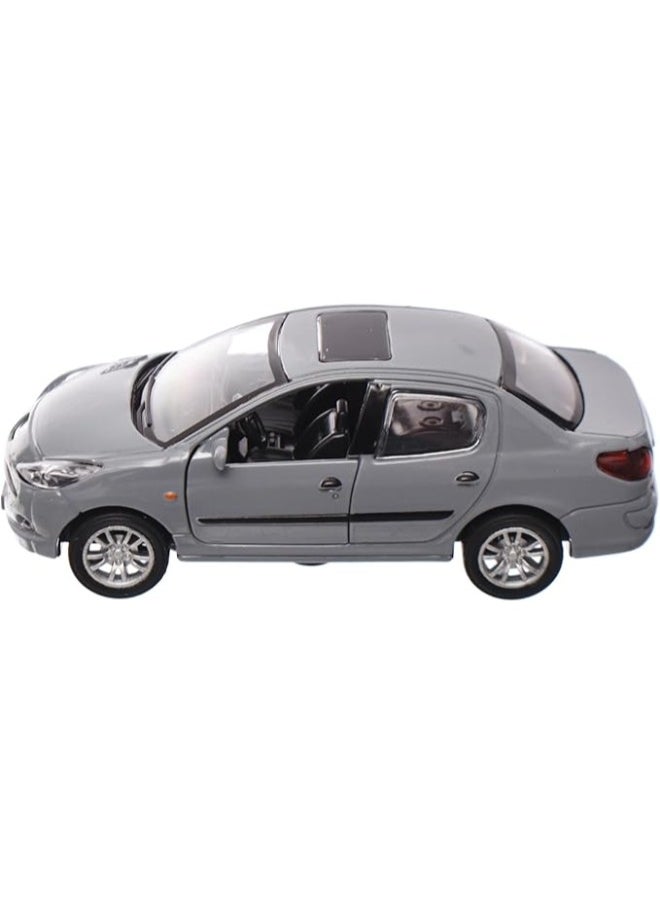 PEUGEOT Maquette Peugeot Miniature Metal Car with Sound, Light and Openable Doors, 1/32 Scale, Gray Color  - Image 1