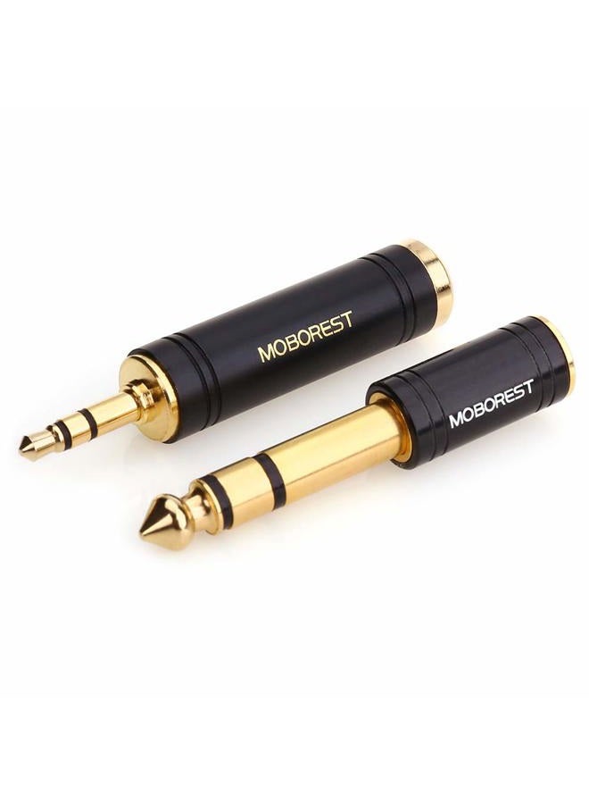MOBOREST 3.5mm M to 6.35mm F Stereo Pure Copper Adapter, 1/8 Inch Plug Male to 1/4 Inch Jack Female Adapter, Can be Used Conversion Headphone adapte, amp adapte, Black Fashion 2-Pack - Image 5