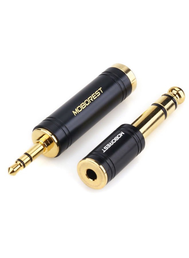 MOBOREST 3.5mm M to 6.35mm F Stereo Pure Copper Adapter, 1/8 Inch Plug Male to 1/4 Inch Jack Female Adapter, Can be Used Conversion Headphone adapte, amp adapte, Black Fashion 2-Pack - Image 2