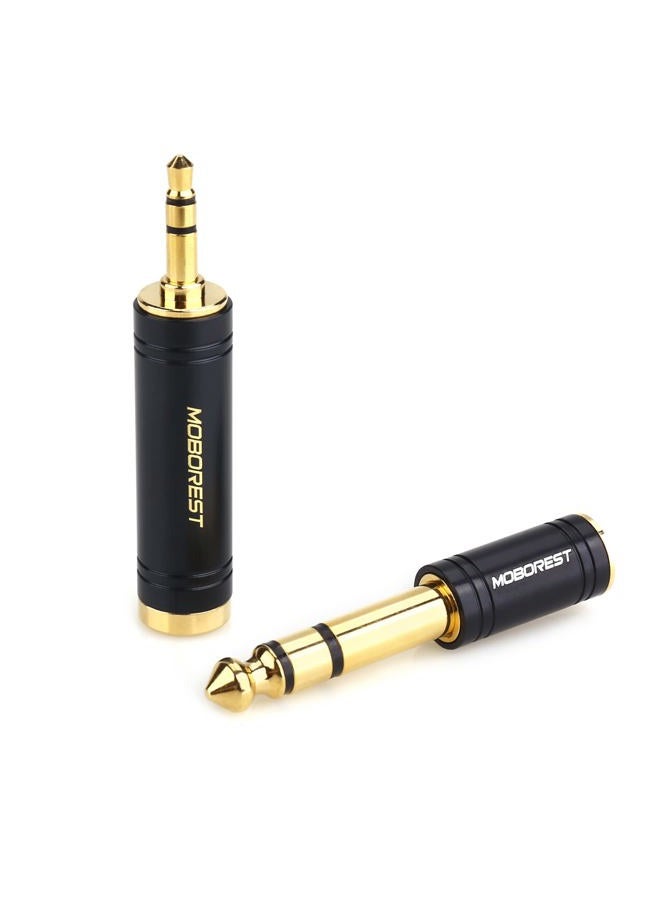MOBOREST 3.5mm M to 6.35mm F Stereo Pure Copper Adapter, 1/8 Inch Plug Male to 1/4 Inch Jack Female Adapter, Can be Used Conversion Headphone adapte, amp adapte, Black Fashion 2-Pack - Image 3