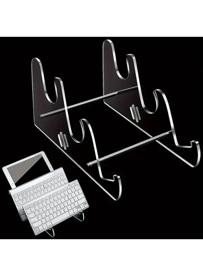 2 Tier Transparent Acrylic Keyboard Stand Durable PMMA Material Multi Layer Display Holder - Image 2
