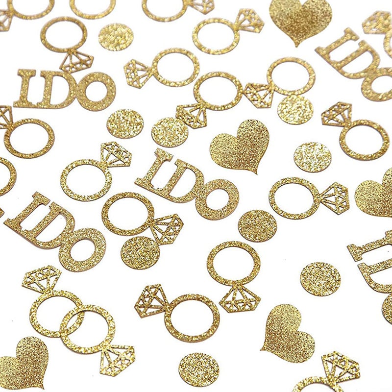 Delphinus Gold Wedding Table Confetti Bridal Shower Decorations Bride to Be Confetti Glittering Diamond Ring I Do Engagement Party Table Scatter 100pcs - Image 2