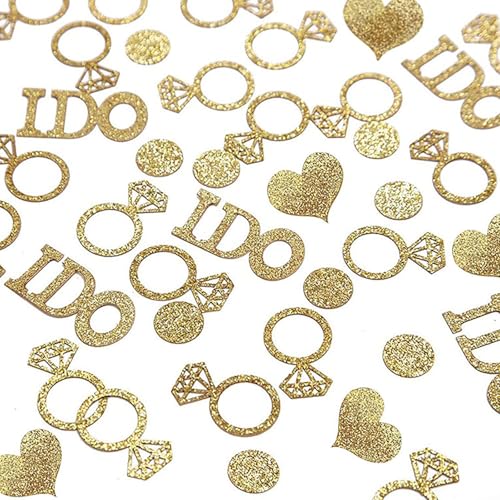 Delphinus Gold Wedding Table Confetti Bridal Shower Decorations Bride to Be Confetti Glittering Diamond Ring I Do Engagement Party Table Scatter 100pcs - Image 1