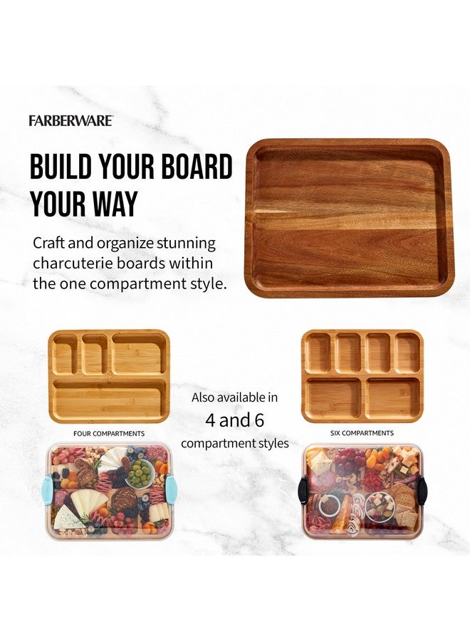 Farberware Build-A-Board Acacia Cutting Board with Built-in Compartments and Clear Locking Lid with White Handles, Perfect for Charcuterie, Snacks, and More - Image 3