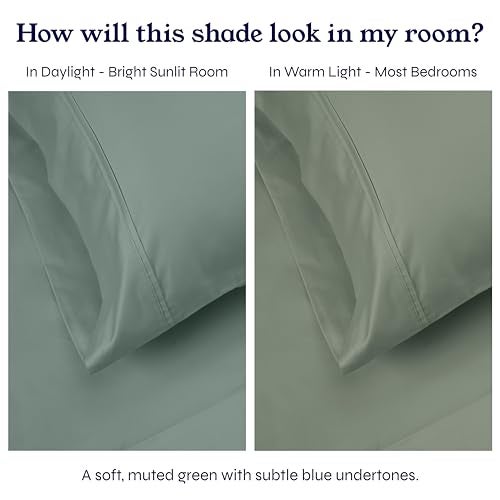 California Design Den Fitted Sheet for King Size Bed, Deep Pocket Soft 400 Thread Count 100% Cotton Sateen, No Pop-Off Elastic, Durable Hotel Quality Bedding, 1 Fitted Sheet Only (King, Sage Green) - Image 3