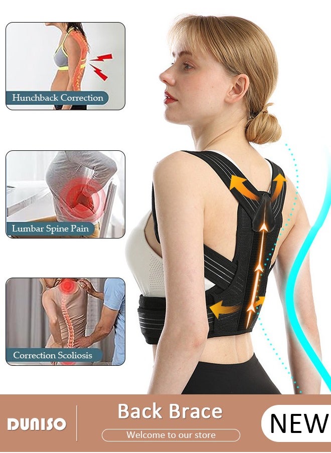 DUNISO Back Brace Posture Corrector for Women and Men,Adjustable Back Straightener Posture Corrector, Breathable and Easy to Wear Back Brace, Relieve Back Pain, Neck Pain, Shoulder Pain, Lower Back Pain  - Image 1