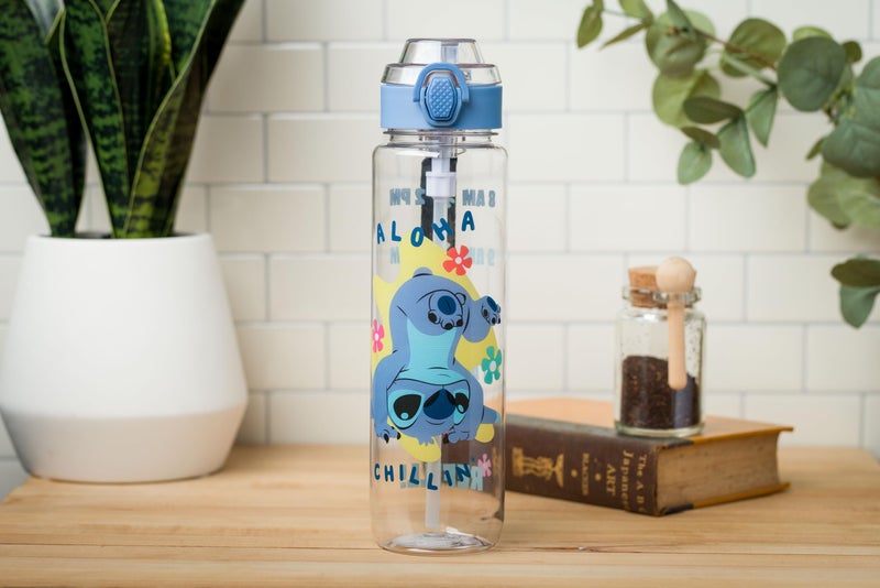 Silver Buffalo Disney Lilo and Stitch Aloha Chillin' Hydration Tracker Schedule Plastic Water Bottle with Locking Lid and Strap, 33 Ounces - Image 4