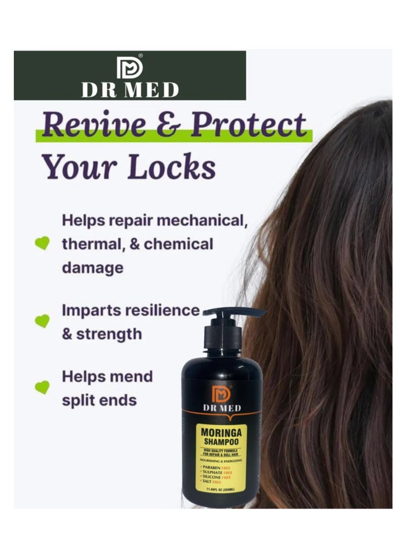 Dr.Med - DR MED Moringa shampoo Paraben-Free, Sulphate-Free, Silicone-Free, Salt-Free 350ML. - Image 1