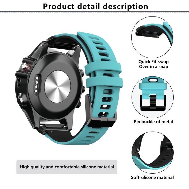 erorex For Garmin Quickfit 22Mm Two-Layer Silicone Watch Band(Green Black) - Image 5