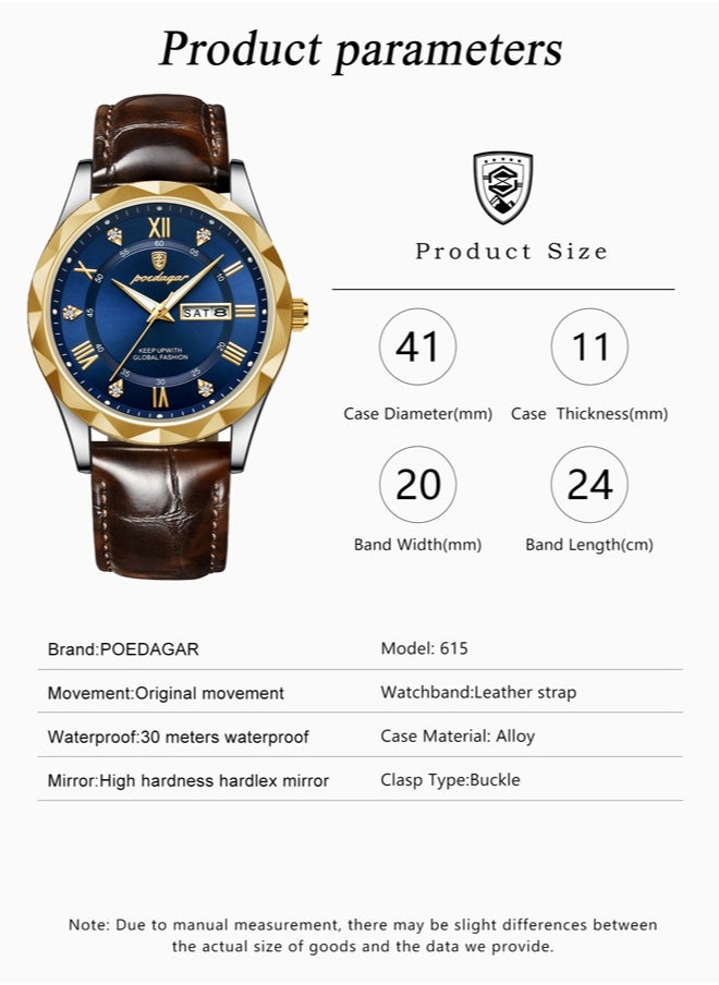 POEDAGAR - Watches for Men Quartz Water Resistant Analog Watch - Image 1