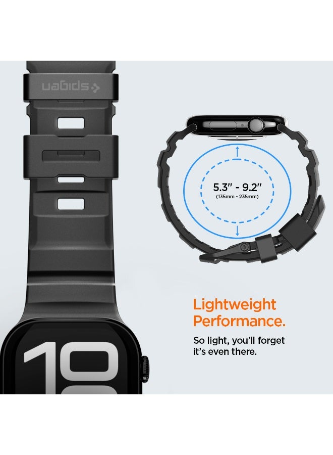 Spigen WBS2 Apple Watch Band for Apple Watch Ultra 3/2/1 49mm, Series 11/10 46mm, 9/8/7 45mm, SE3/SE2/SE/6/5/4 44mm, 3/2/1 42mm Durable Silicone Sport Strap - Black - Image 5