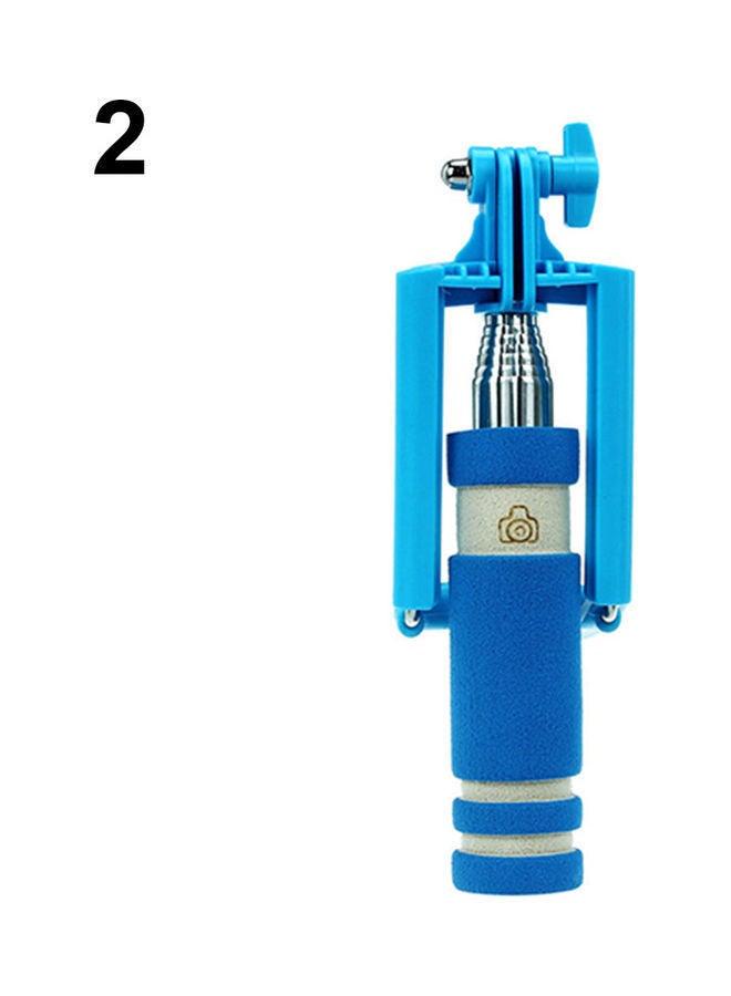 NIBEMINENT Mini Extendable Handheld Selfie Wired Stick Monopod Blue  - Image 1
