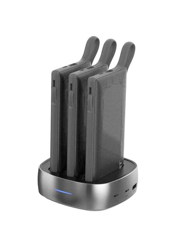 دبليو إس تي باقة من 3 بنوك طاقة محمولة فائقة النحافة WST، بسعة 10000 مللي أمبير لكل واحد، شاشة رقمية LED، شحن سريع بتقنية PD، محطة شحن مشتركة للاستخدام في المنزل، المقهى، المكتب، الفندق، المطعم، وغيرها. (اللون: أسود) - Image 1