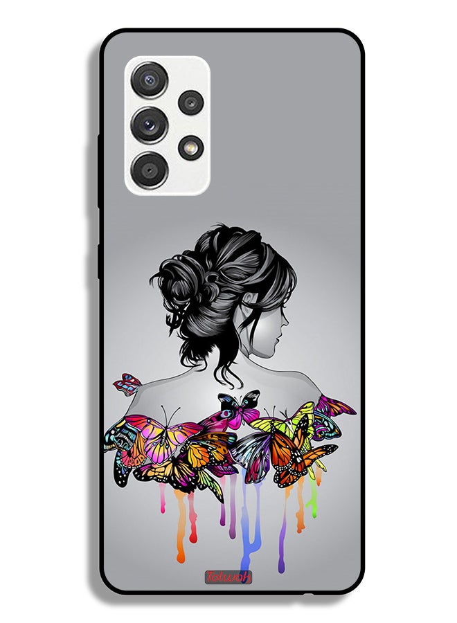 Tolwak Samsung Galaxy A32 5G Protective Case Cover Butterflies And Girl Abstract Art - Image 1