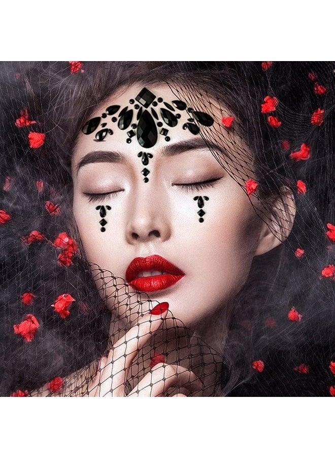 Rhinestone Mermaid Face Jewels Tattoo,Body Stickers Crystal Tears Gem Stones Bindi Temporary Stickers for Halloween Festival Music Carnival Party Makeup,4-Pack