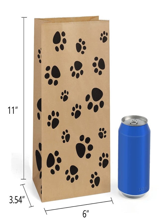 BagDream Paper Lunch Bags 6LB 100Pcs Kraft Paper Bags Bulk, Paper Snack Bags, Dog's Paw Print Brown Kraft Lunch Bags Puppy Footprints 6x3.54x11 Inches - Image 2