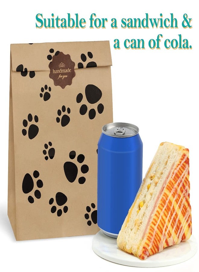 BagDream Paper Lunch Bags 6LB 100Pcs Kraft Paper Bags Bulk, Paper Snack Bags, Dog's Paw Print Brown Kraft Lunch Bags Puppy Footprints 6x3.54x11 Inches - Image 3