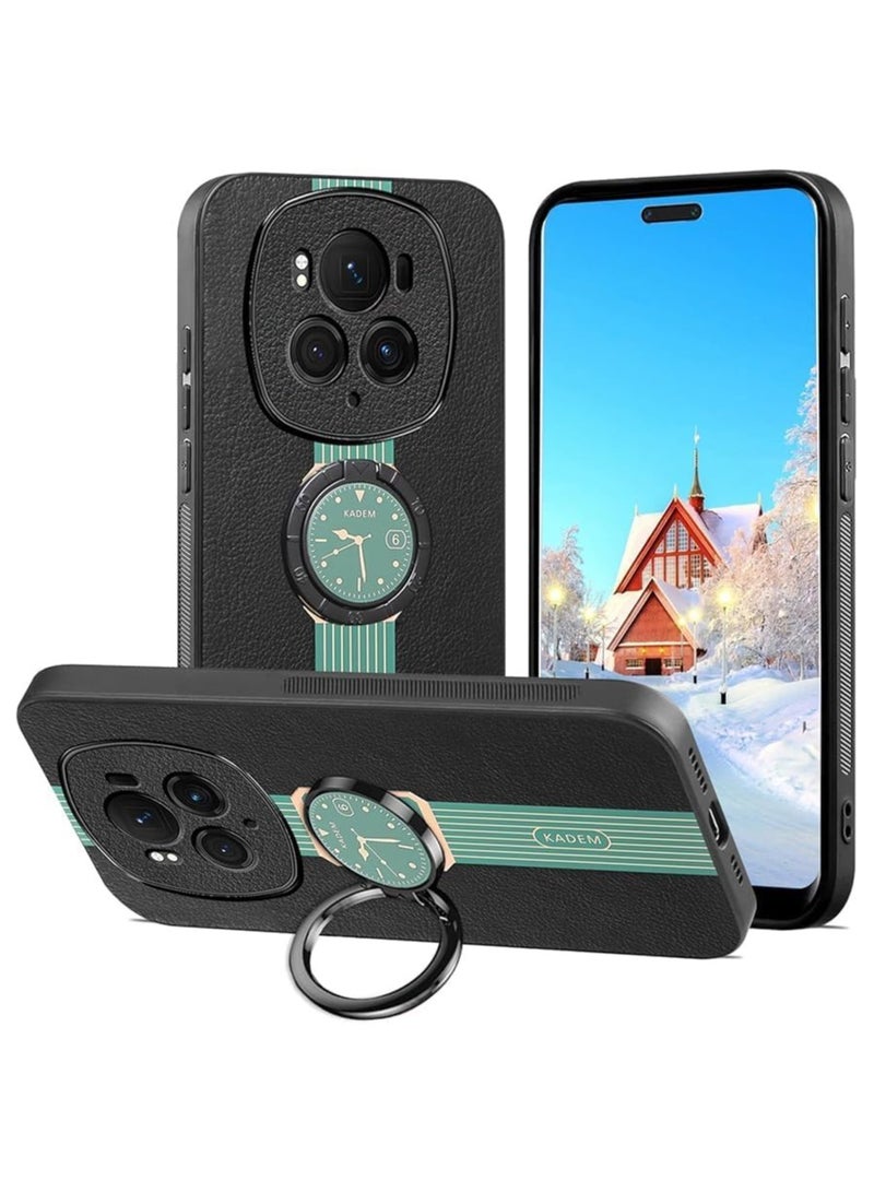 General Magnetic Case for Honor Magic 6 Pro,with Ring Holder Black, Phone Case Shockproof with Kickstand Slim Cover Anti-Slip Silicone TPU Sof Edge  - Image 1