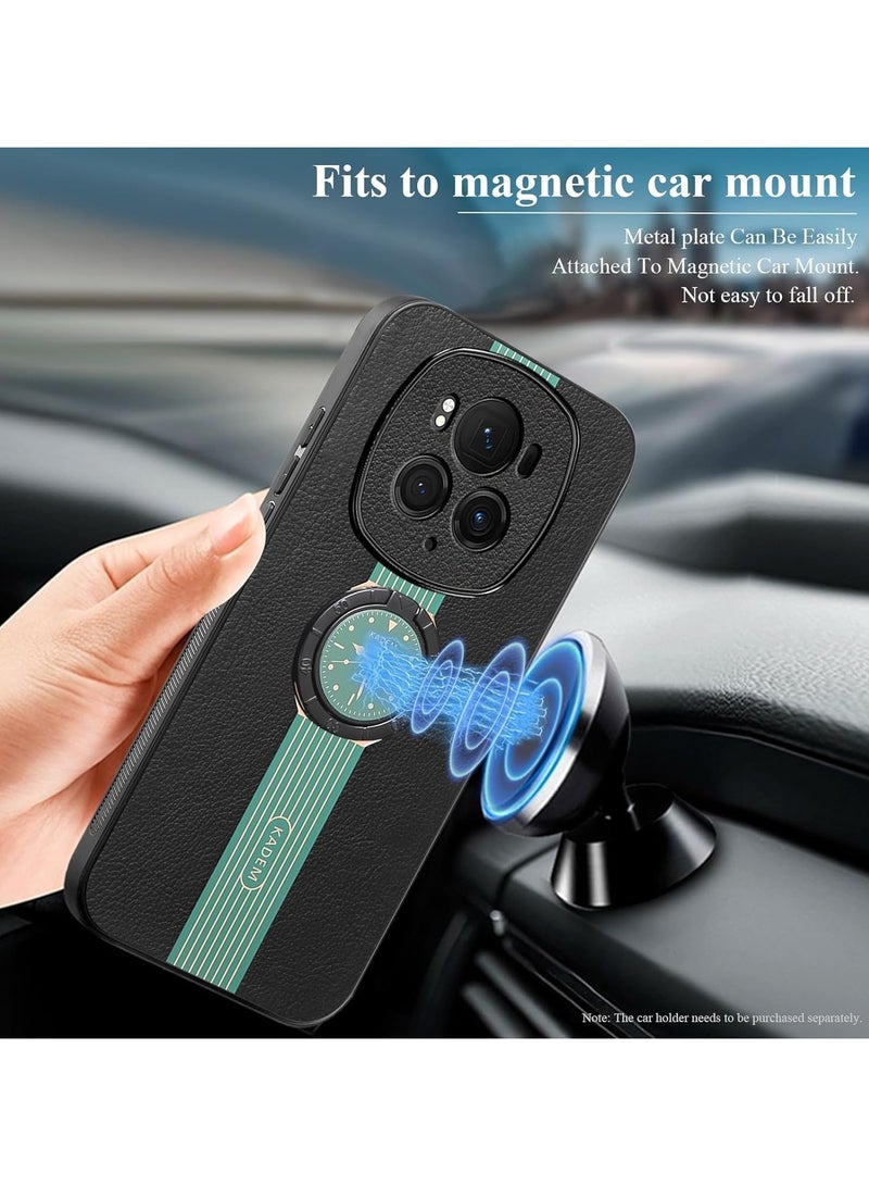 General Magnetic Case for Honor Magic 6 Pro,with Ring Holder Black, Phone Case Shockproof with Kickstand Slim Cover Anti-Slip Silicone TPU Sof Edge  - Image 3