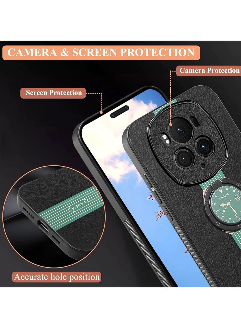 General Magnetic Case for Honor Magic 6 Pro,with Ring Holder Black, Phone Case Shockproof with Kickstand Slim Cover Anti-Slip Silicone TPU Sof Edge  - Image 4