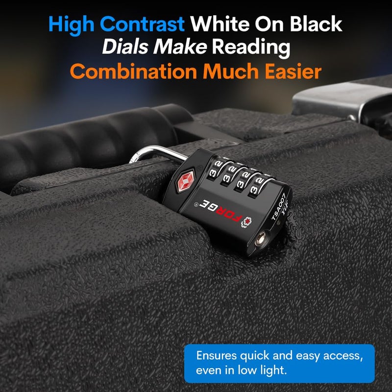 Forge Travel Lock,TSA Approved Luggage Locks for Air Travel, Gym Lockers, School Lockers, Pelican Cases, Gun Case, Easy Read Dials, Durable Alloy Body - Image 5