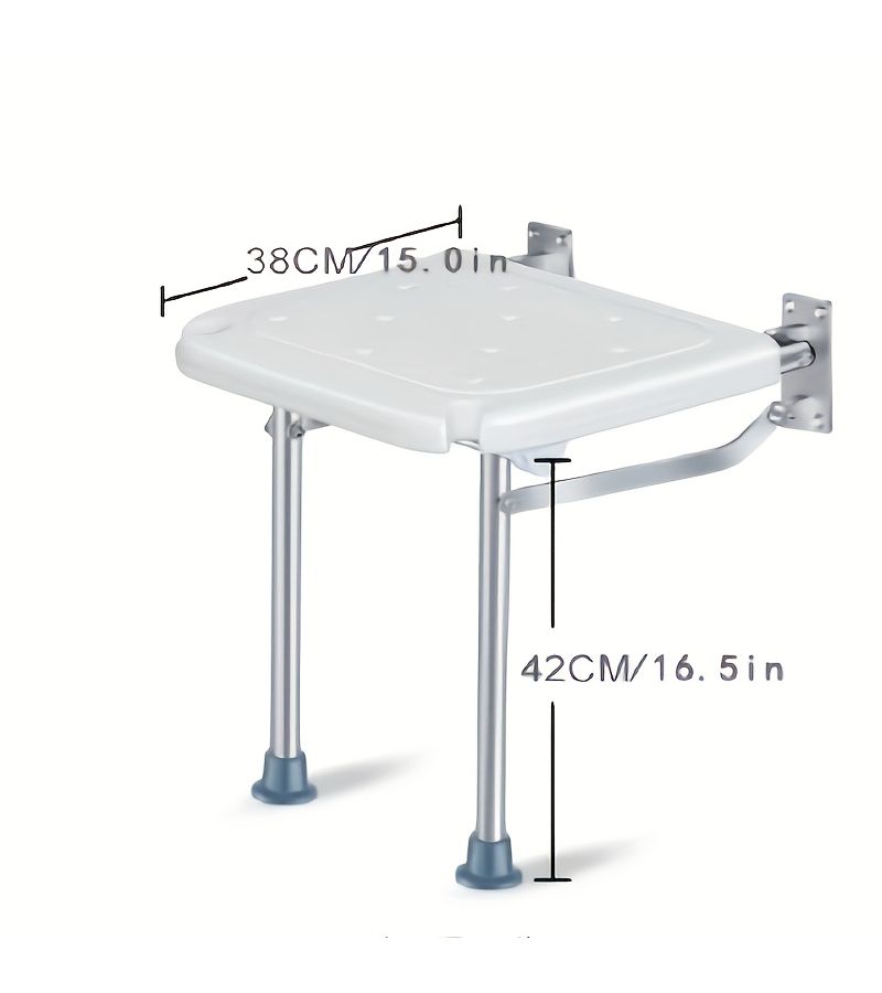 Folding Wall Mounted Bench For Bathroom Aluminum Alloy - Image 3