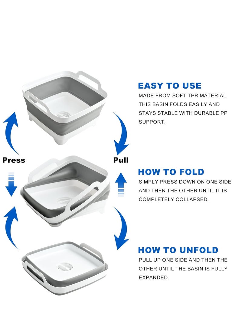 عام دلو قابل للطي، دلو غسيل، حوض غسيل قابل للطي، حوض غسيل قابل للطي، حوض أطباق قابل للطي، حوض قابل للطي، حوض متعدد الاستخدامات قابل للطي موفر للمساحة، حوض تخييم قابل للطي، حوض مطبخ قابل للطي، حوض مطبخ ق - Image 4