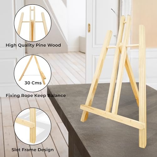 Eduway 24 Inch Wooden Easel Tripod Stand for Sketch Accessories/Natural Craft/Art/Painting/Mini Canvas/Business Card/Display Pack of 1 - Image 3