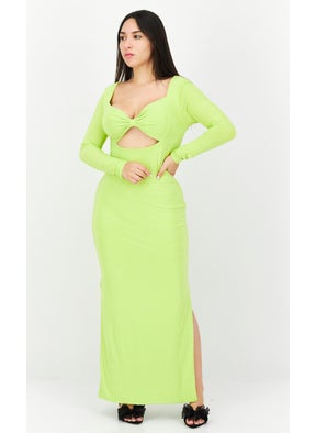 Women Plain Maxi Dress, Mint Green