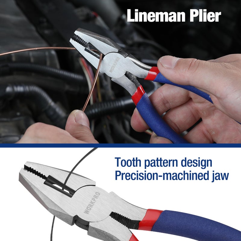 WORKPRO 7-piece WORKPRO Pliers Set with Groove Joint, Long Nose, Slip Joint, Linesman, and Diagonal Pliers for DIY & Home Use - Image 5